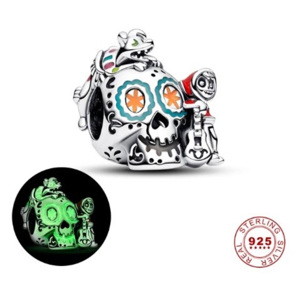 Disney's Coco Sugar Skull Charm Silver 925 made to fit Pandora Bracelets